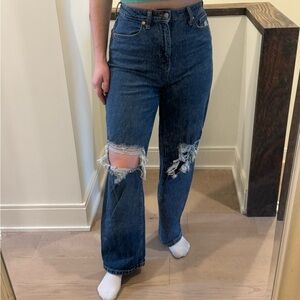 Women's Distressed Blue Jeans
